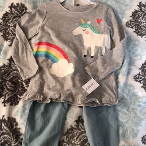 Carters toddler 2 piece unicorn outfit 5t